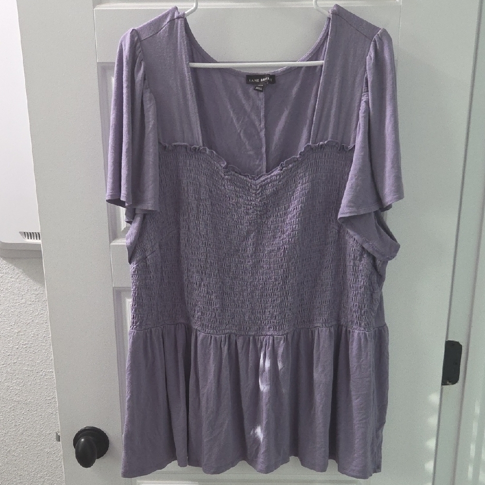 Lane Bryant Lavender Blouse with Ruffle Detail